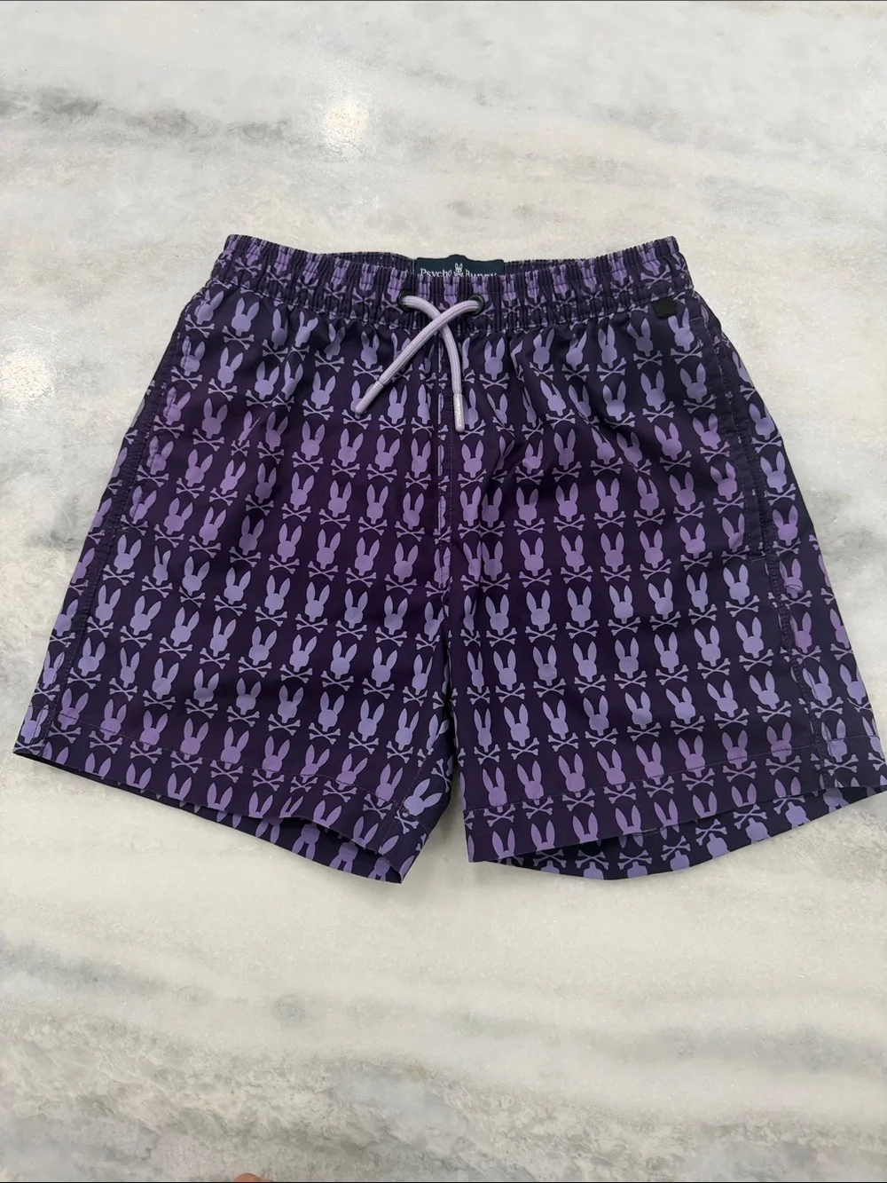 Psycho Bunny Purple Graphic Swim Trunks